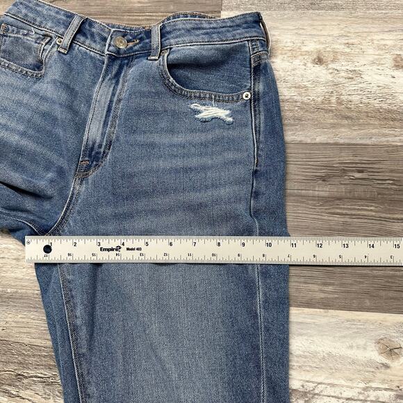 American Eagle Blue Womens 2 Comfort Stretch Hi Rise Straight Mid Wash Mom Jeans - Picture 10 of 12